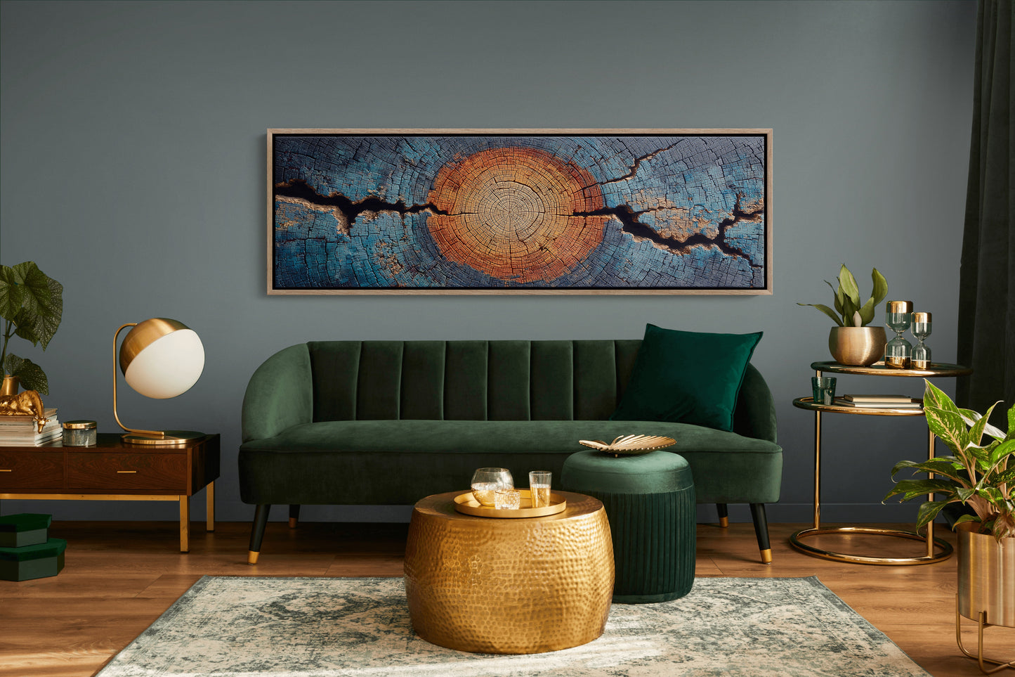 Blue and Copper Tree Ring Abstract