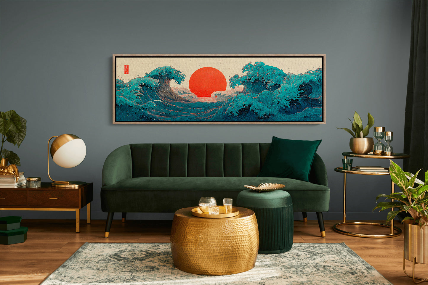 Crimson Sun Rising Over Ocean Waves