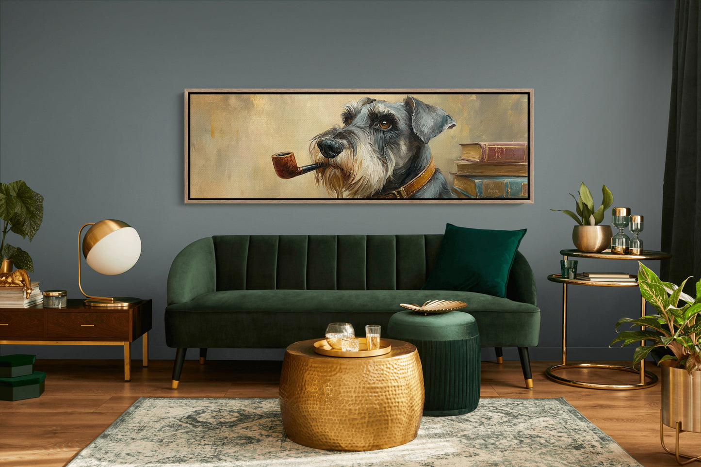 Scholarly Schnauzer With Pipe