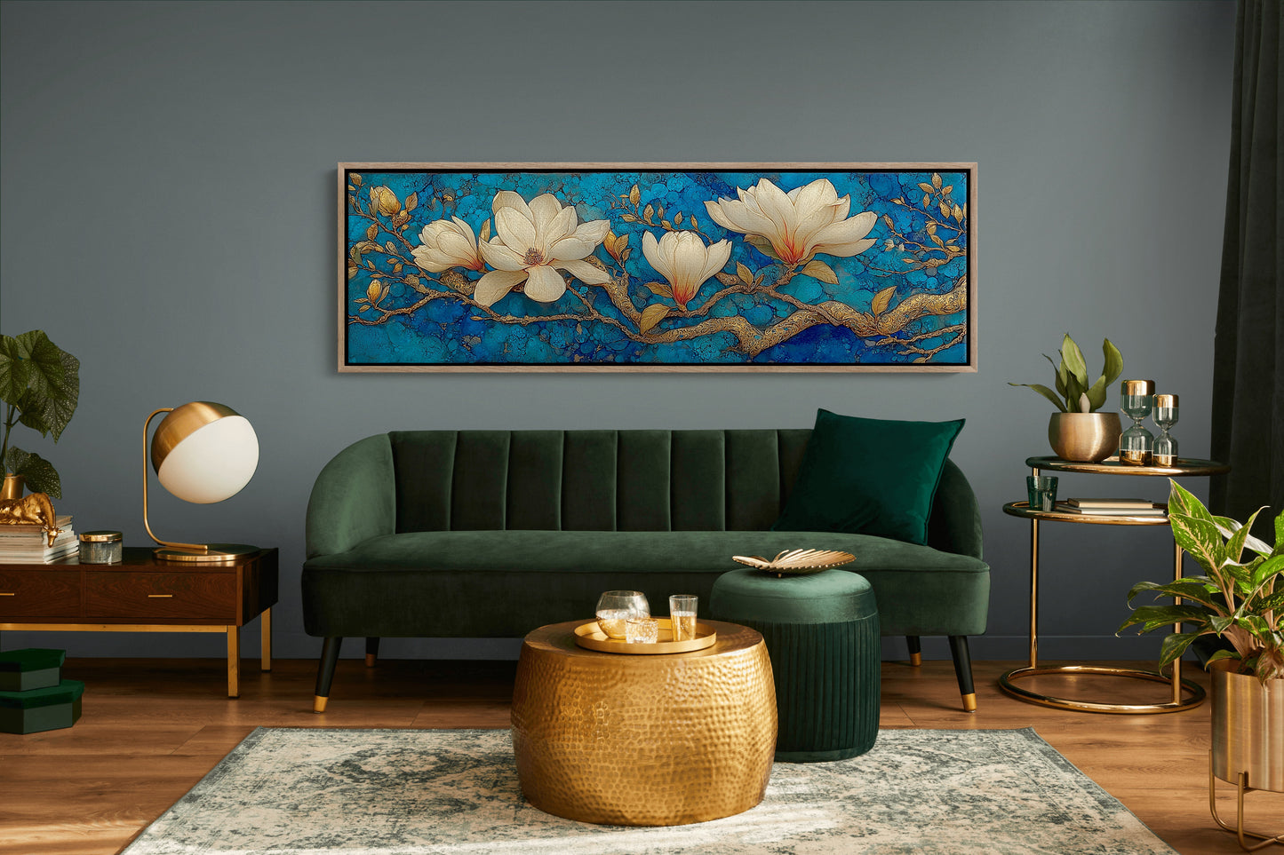 Golden Magnolia on Blue Marble