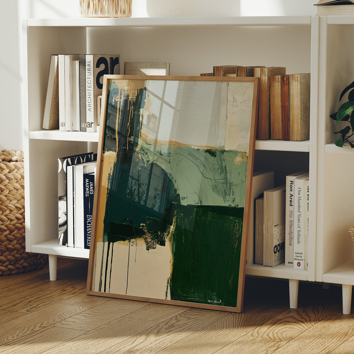 Forest Green Abstract Drip Study