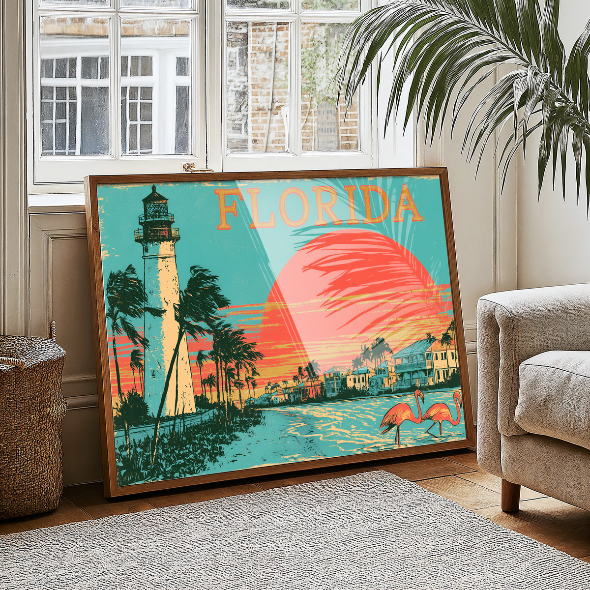 Florida Sunset Flamingo Shore