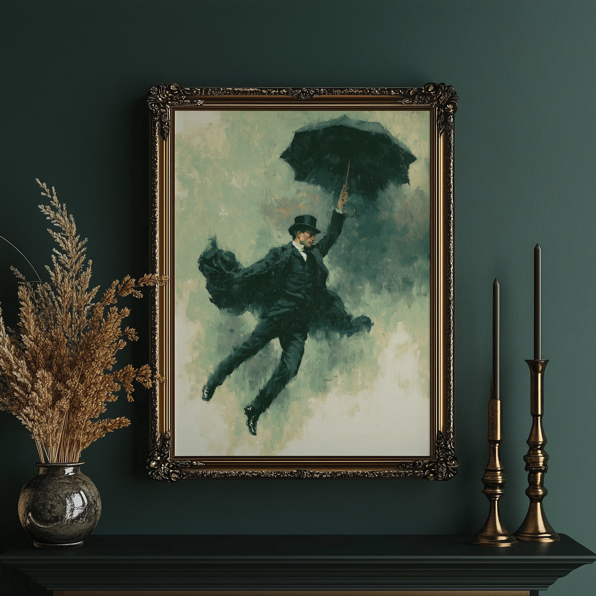 The Falling Gentleman — Striding Through Storm Oil Print