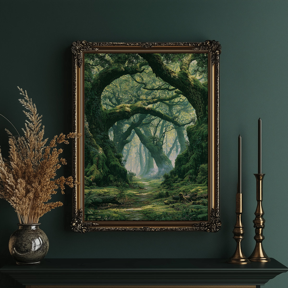 The Mossy Archway — Ancient Forest Path Painting
