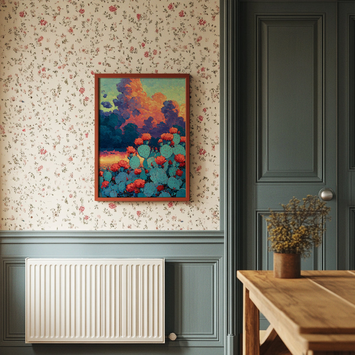 Prickly Pear Sunset in Turquoise and Coral
