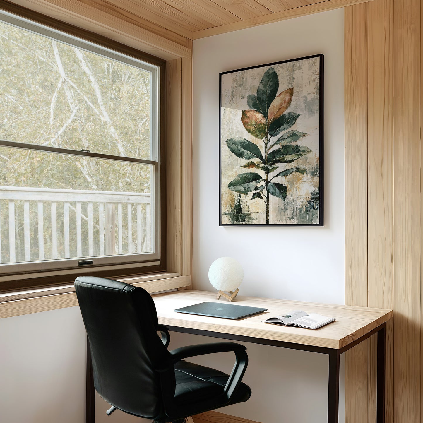 Tall Magnolia Branch, Warm Neutrals