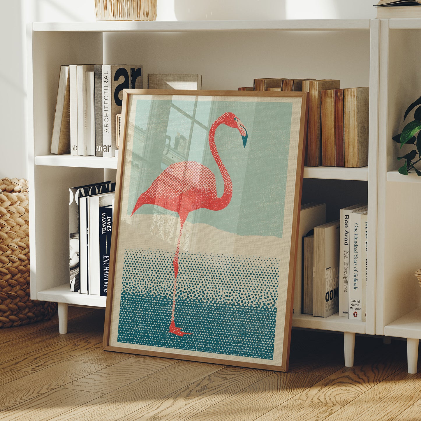 Flamingo on One Leg, Retro Print