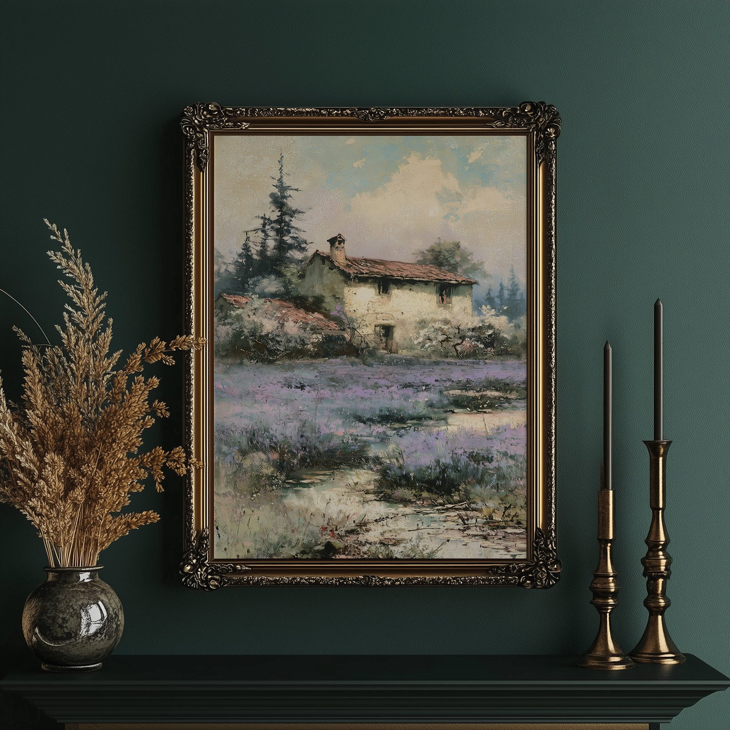 Lavender Fields and the Farmhouse Beyond