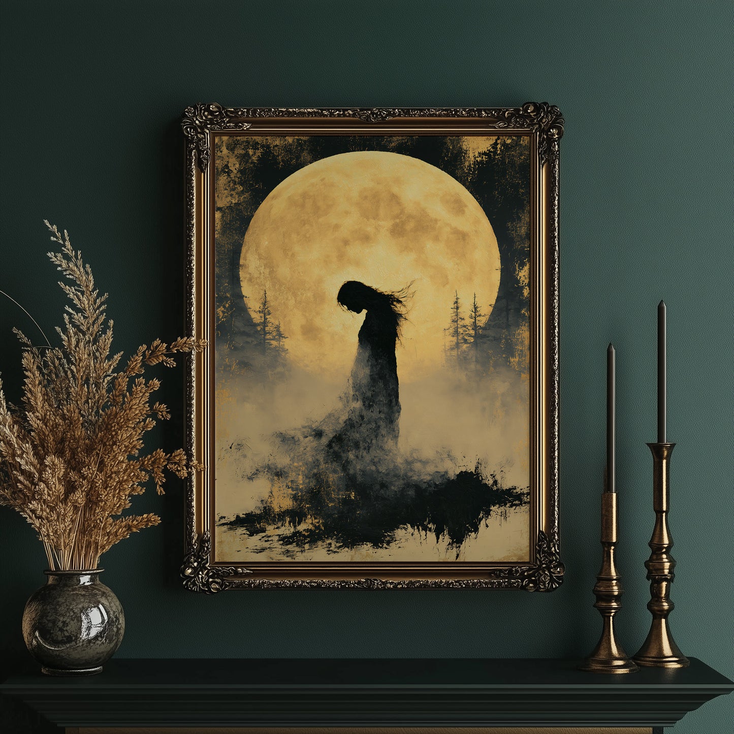 Silhouette Beneath the Harvest Moon