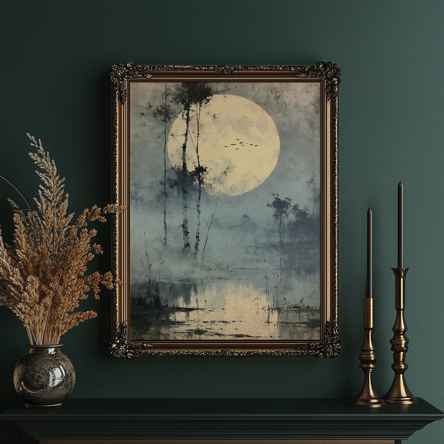 Low Moon Over Birch Marsh