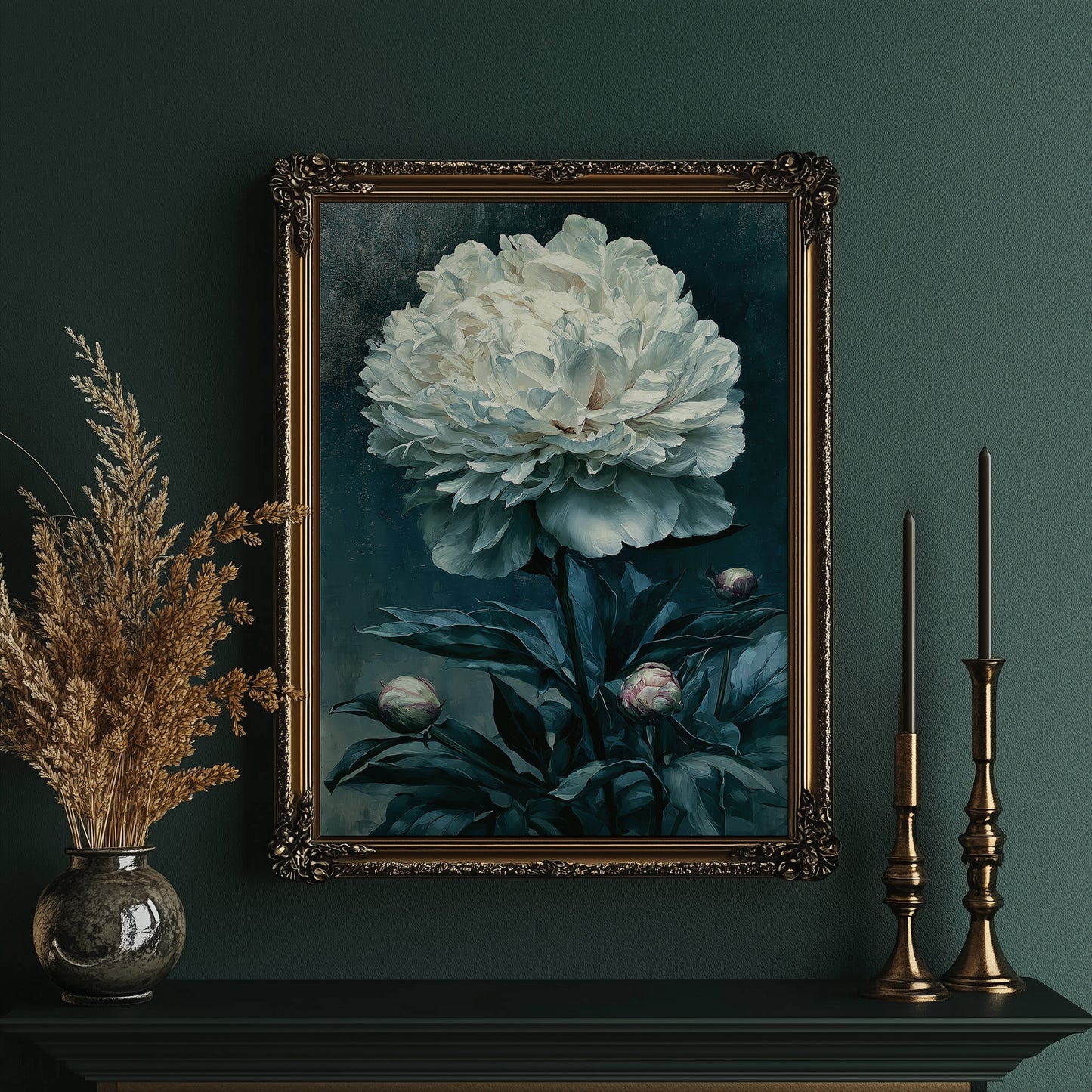 Ivory Peony in Shadow