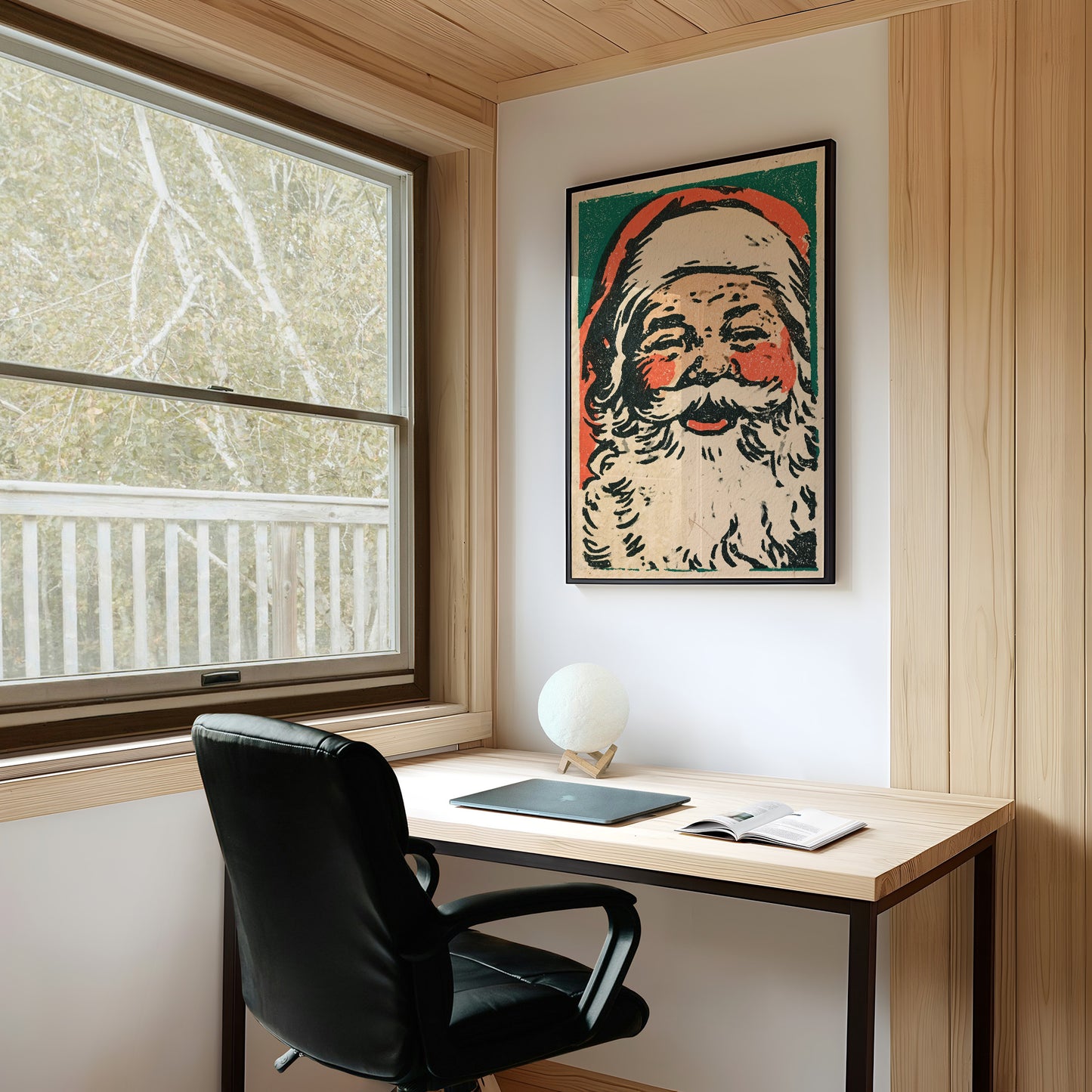 Linocut Santa Portrait