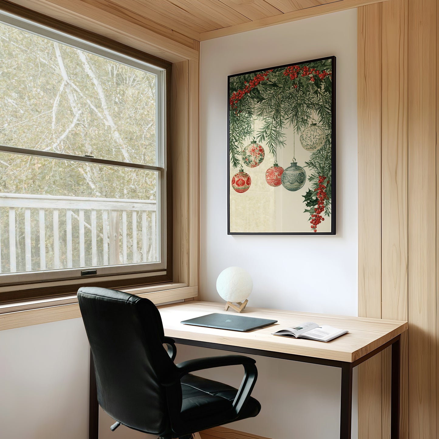 Patterned Baubles, Holly Framed