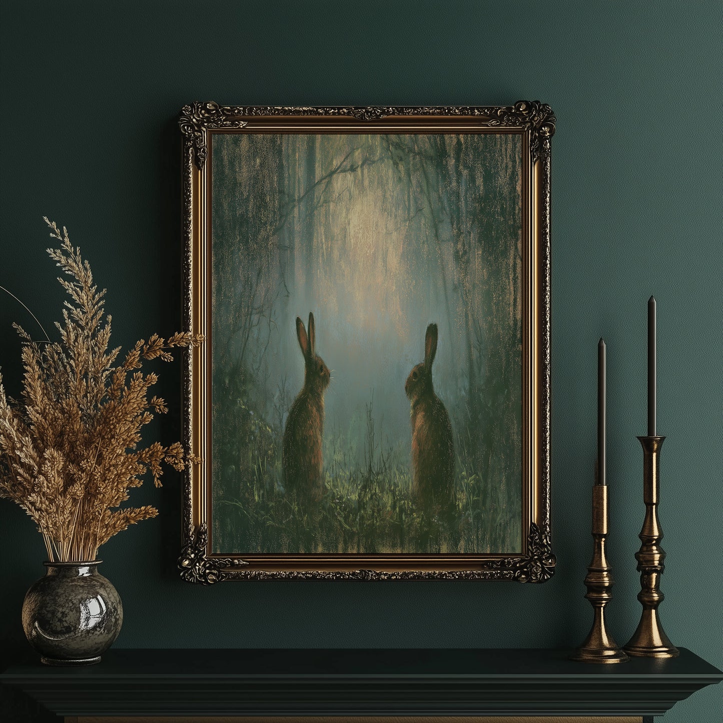 Two Hares In The Green Hush