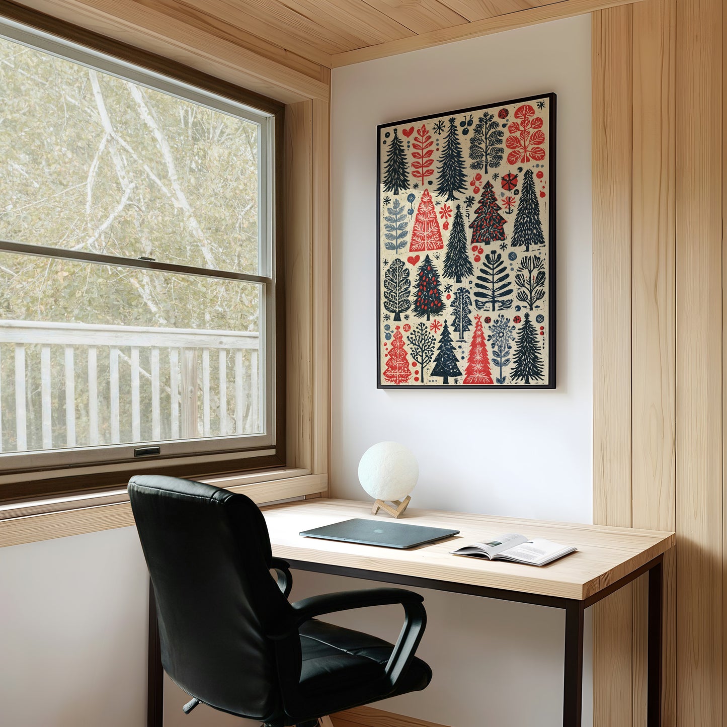 Scandinavian Winter: Linocut Forest