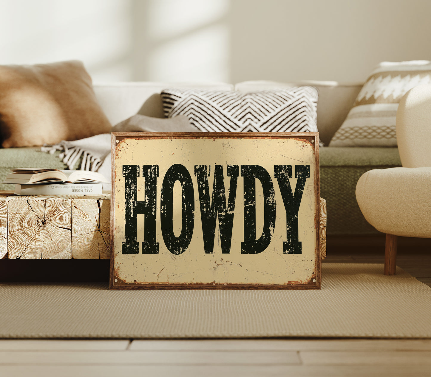 Howdy, Rusted Tin Sign
