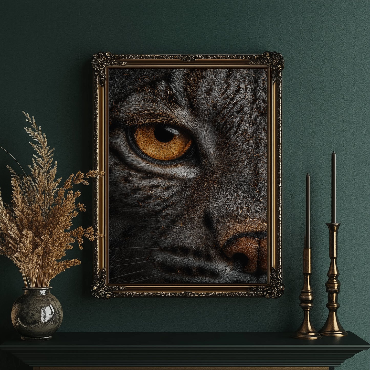 Golden Gaze Wild Cat Close Up