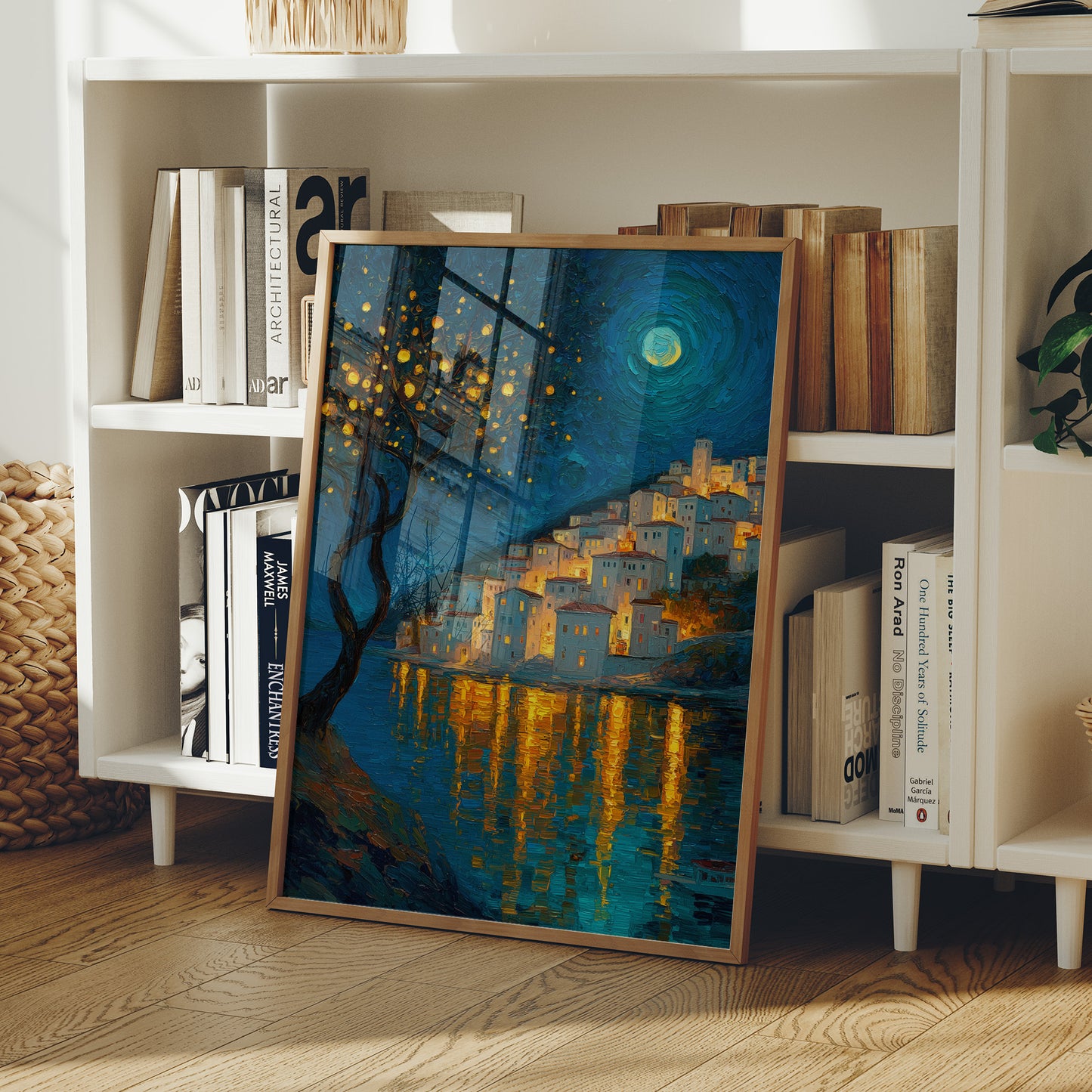 Moonlit Village Of Golden Light