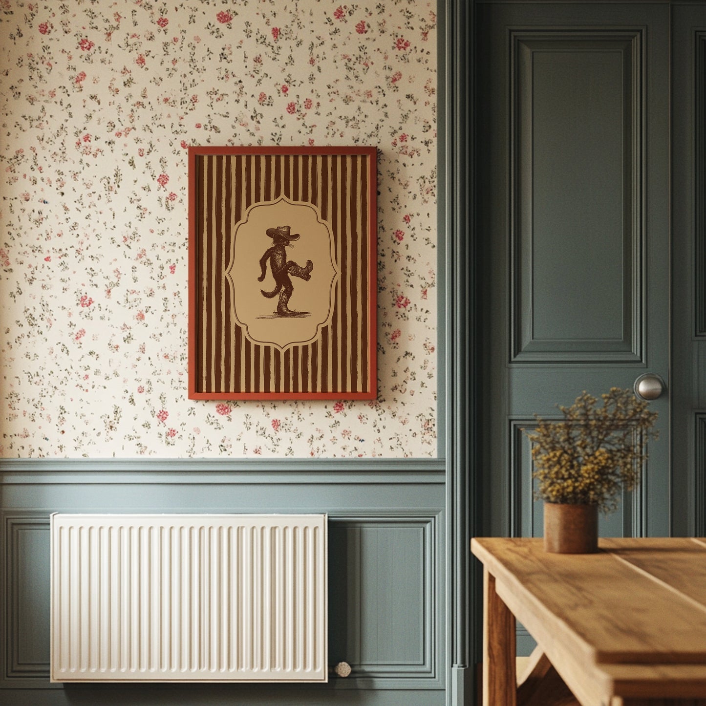 Dancing Cowboy Cat Vintage Print