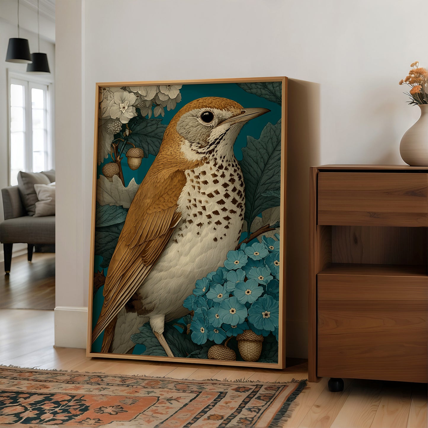 The Thrush Among Forget-Me-Nots