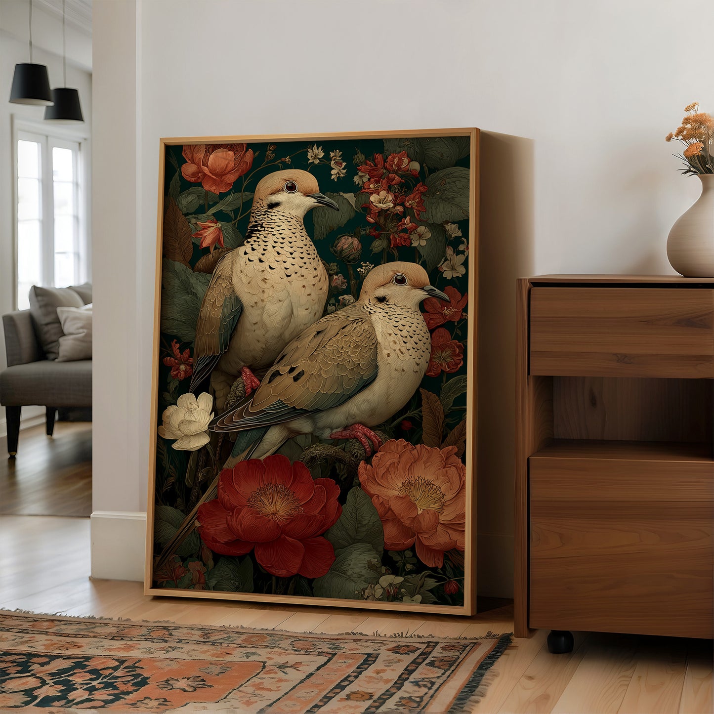 Two Doves Among the Roses
