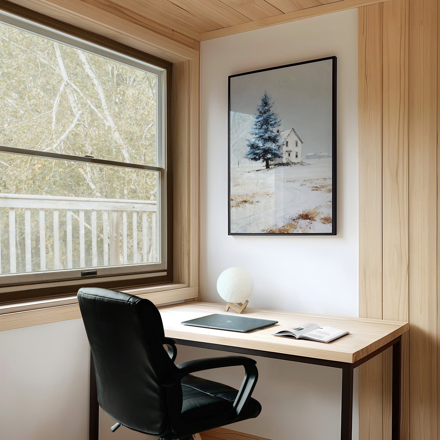 Farmhouse Under Blue Spruce