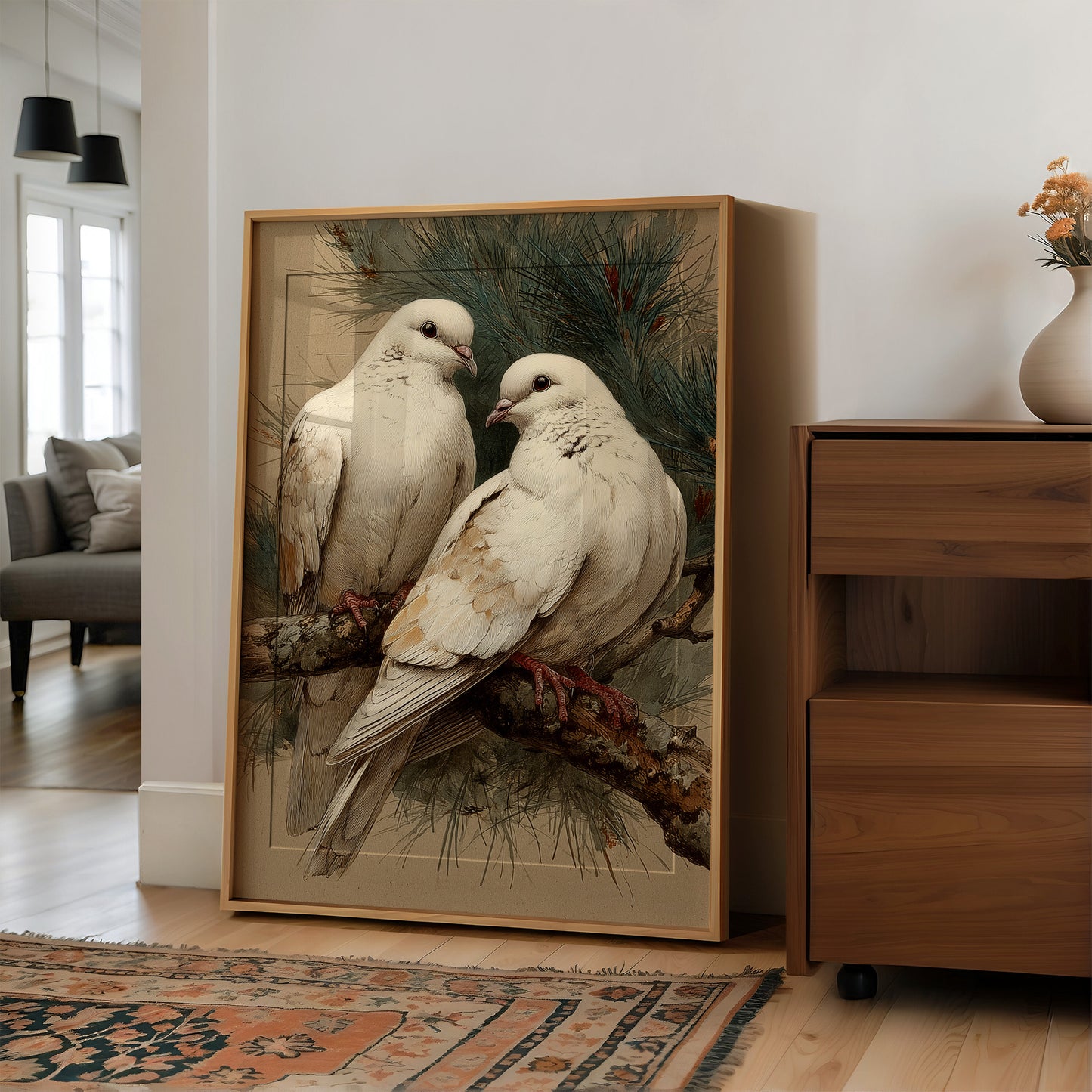 Two White Doves at Rest