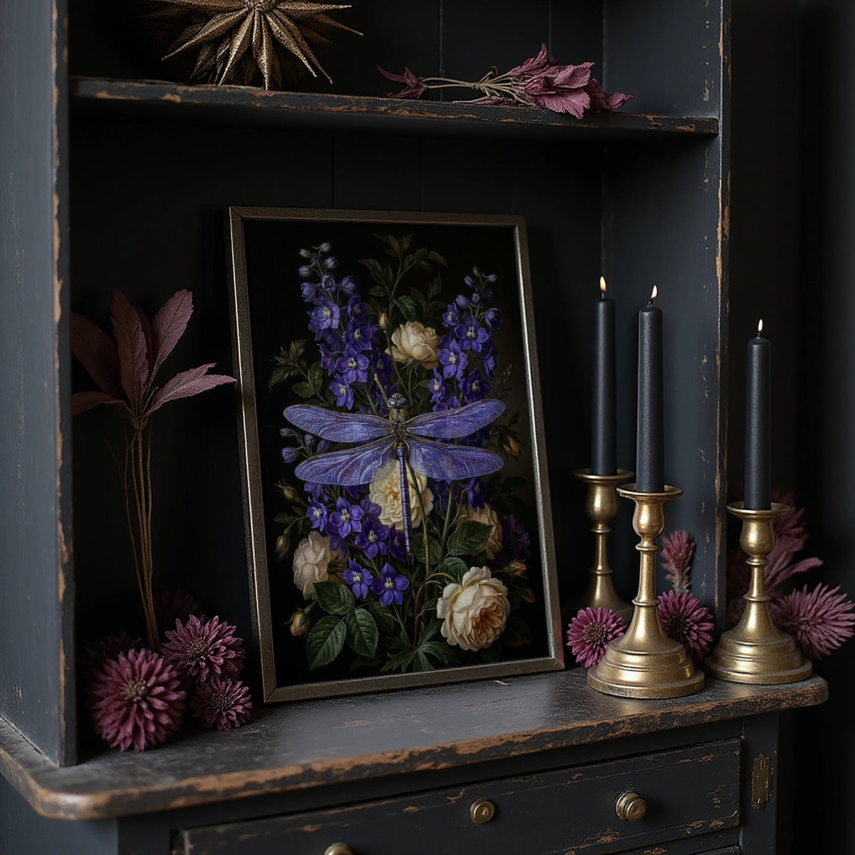 Dragonfly in the Delphinium