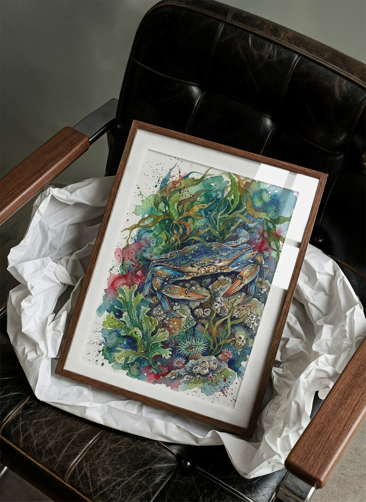 Tide Pool Guardian: Watercolor Blue Crab