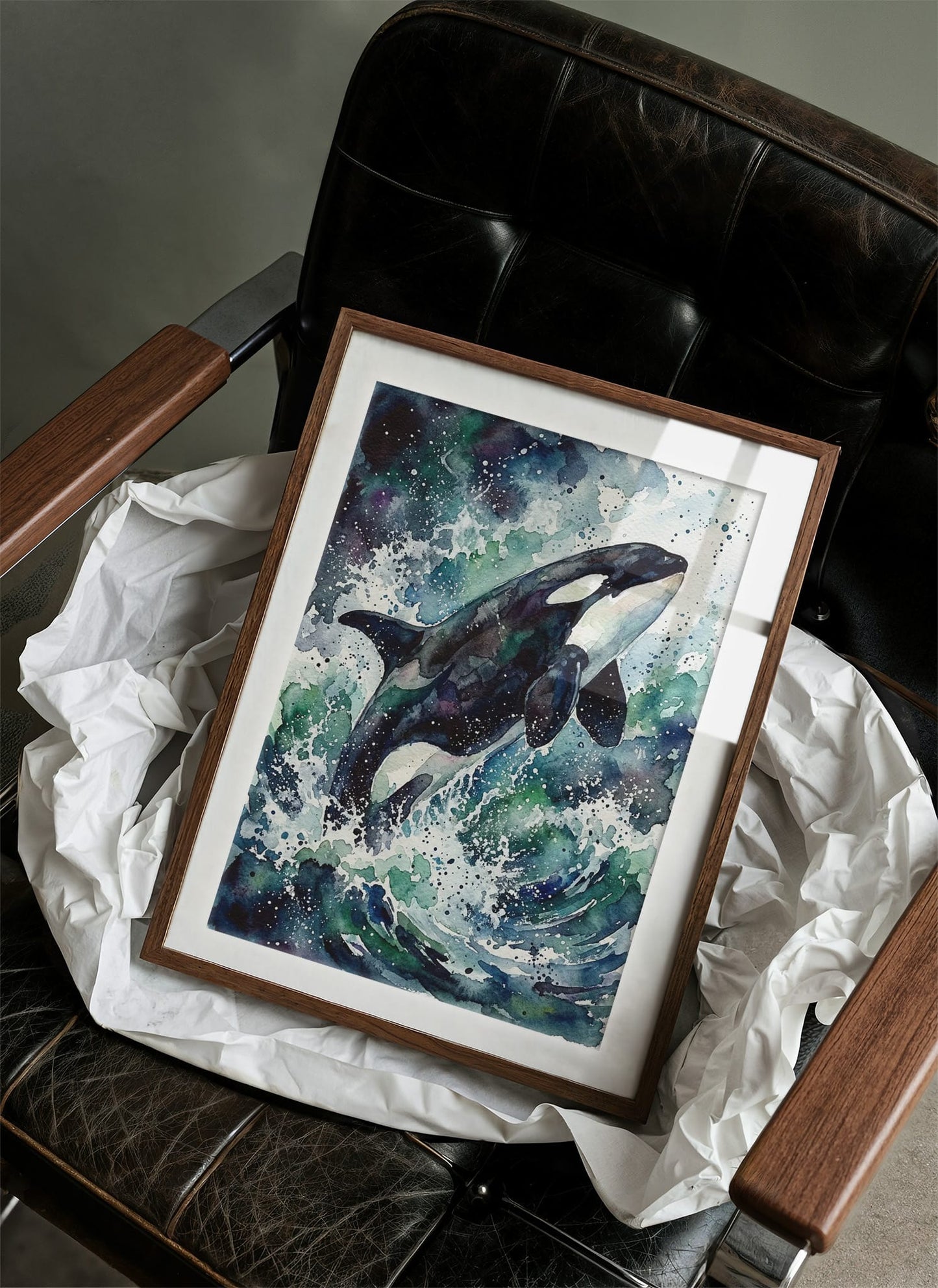 Breach: Watercolor Orca Study