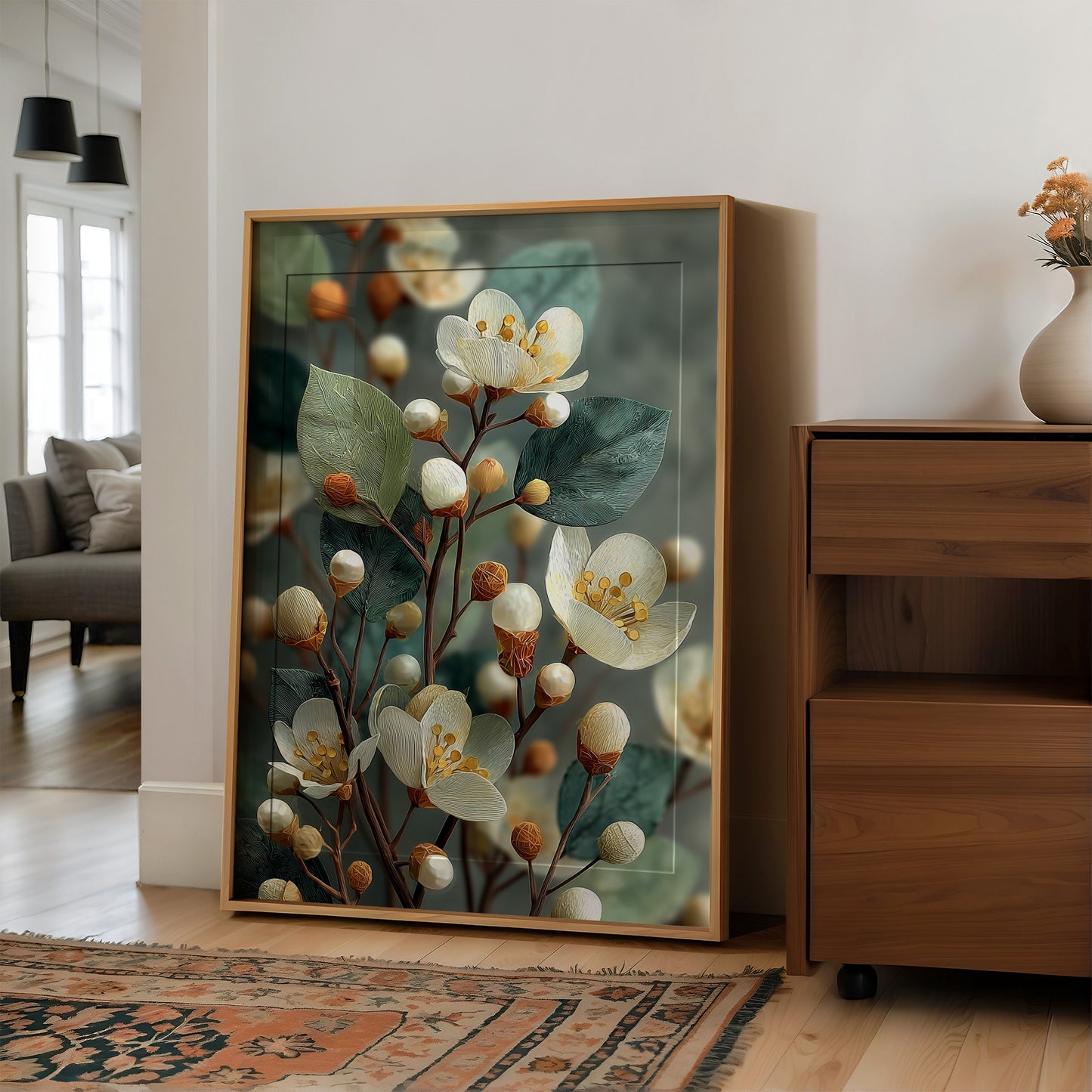 Cream Blossoms and Amber Buds