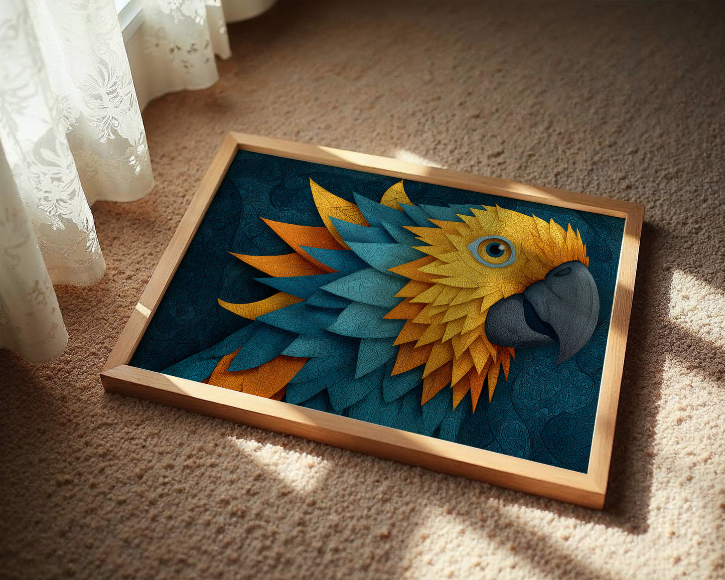 Macaw in Golden Feather Mosaic