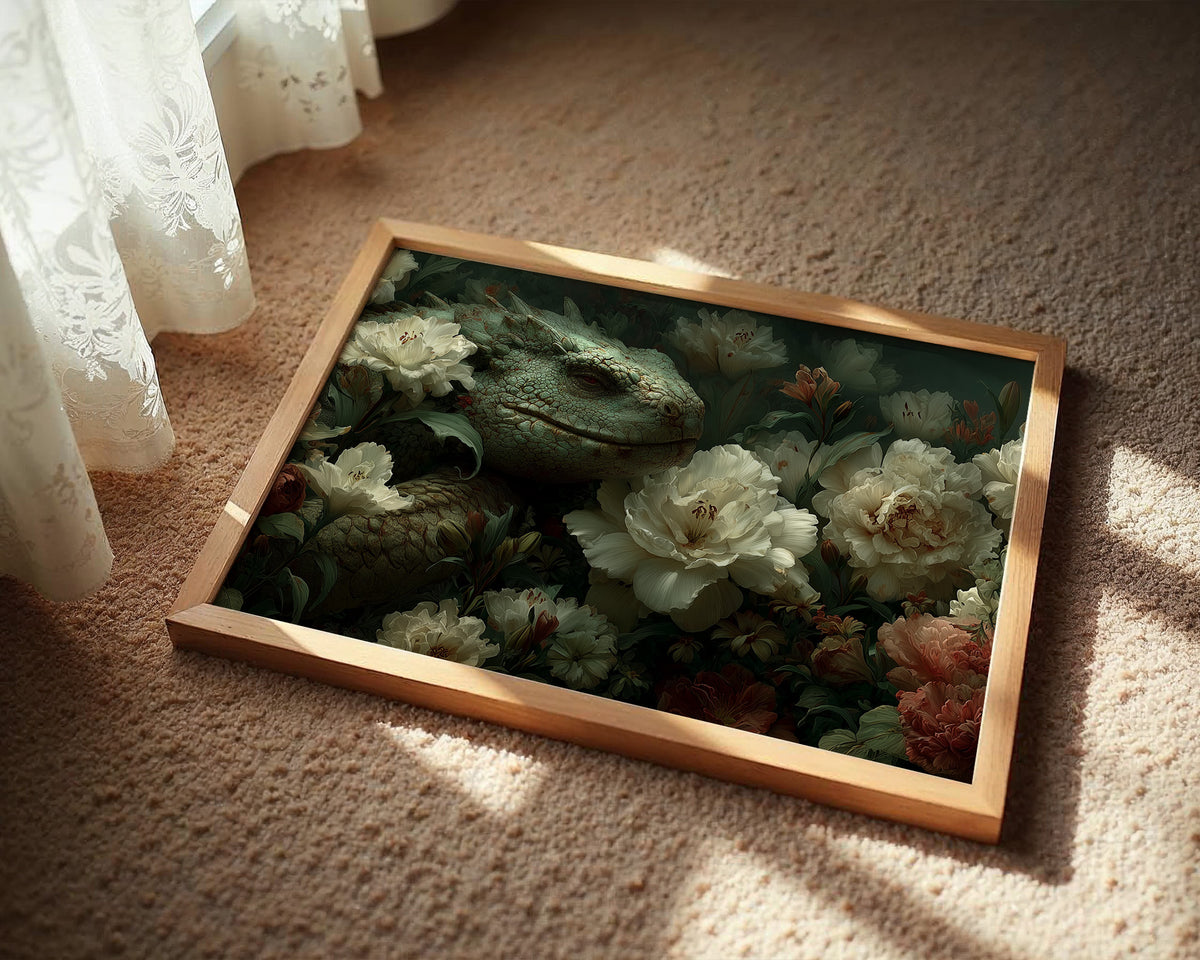 Dragon Napping in the Peonies