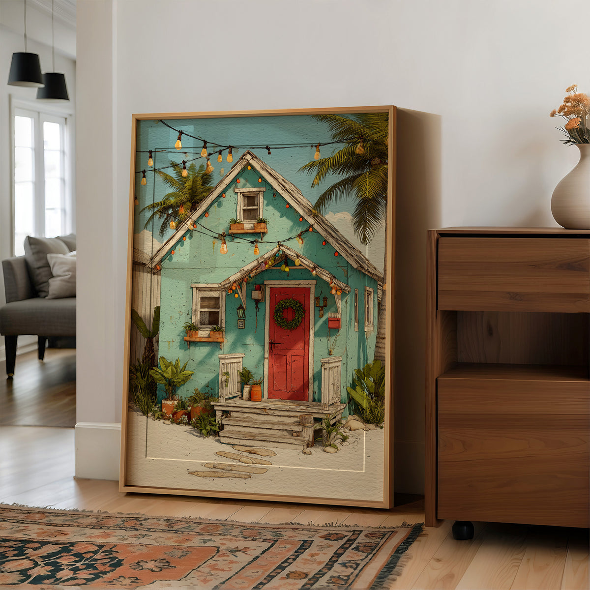 Holly Jolly Bungalow: Lights Strung Palm to Palm