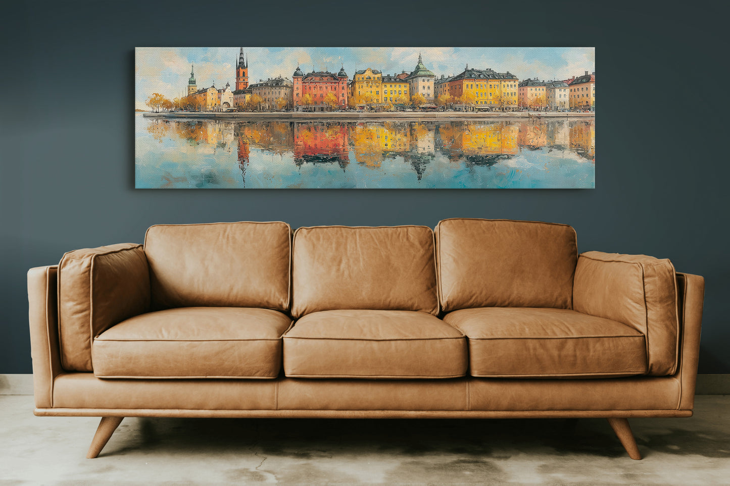 Colorful European Waterfront Reflections