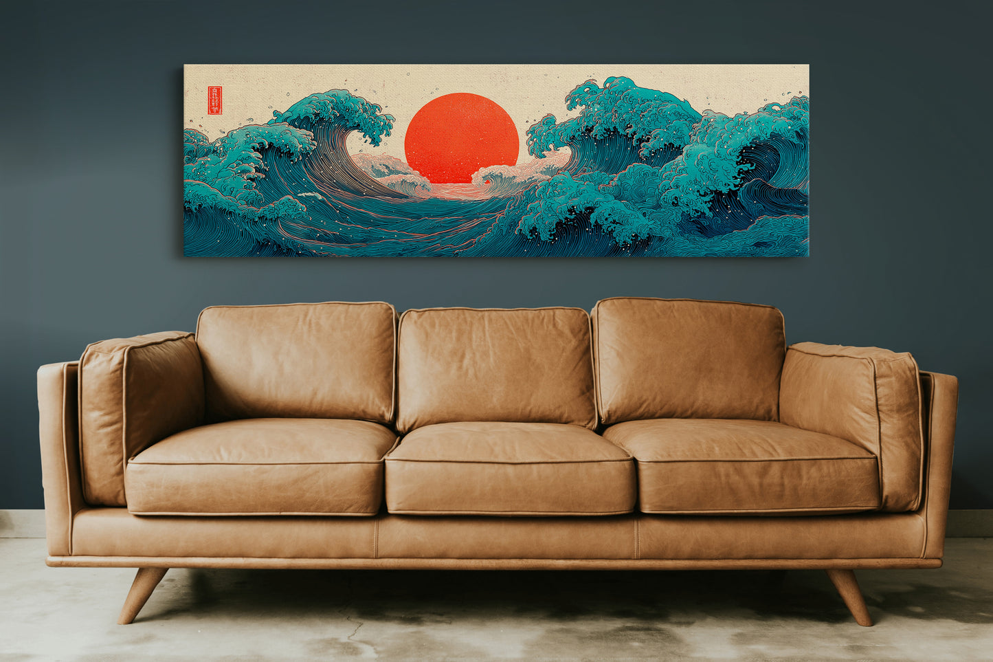 Crimson Sun Rising Over Ocean Waves