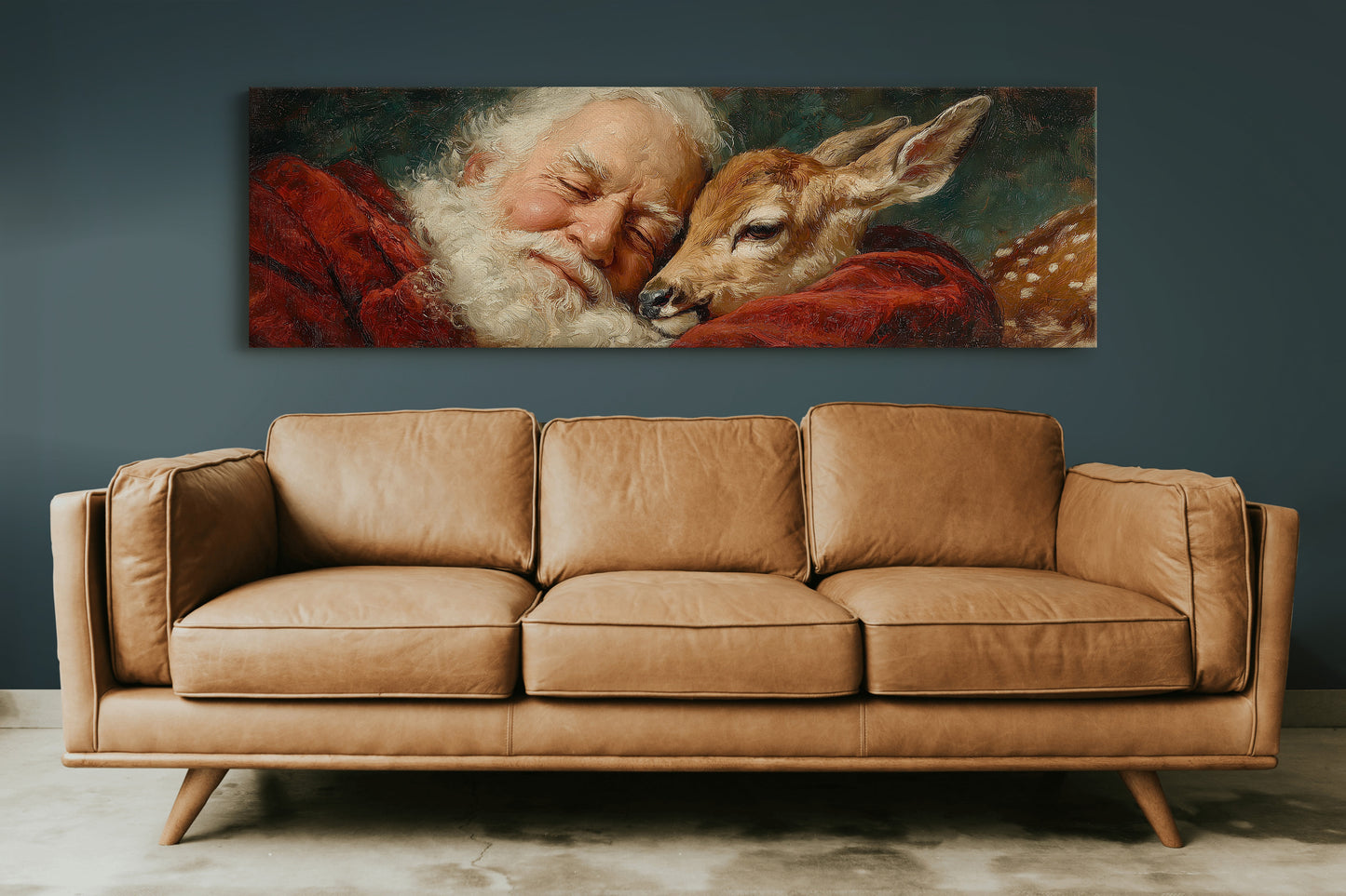 Santa’s Gentle Moment with a Fawn
