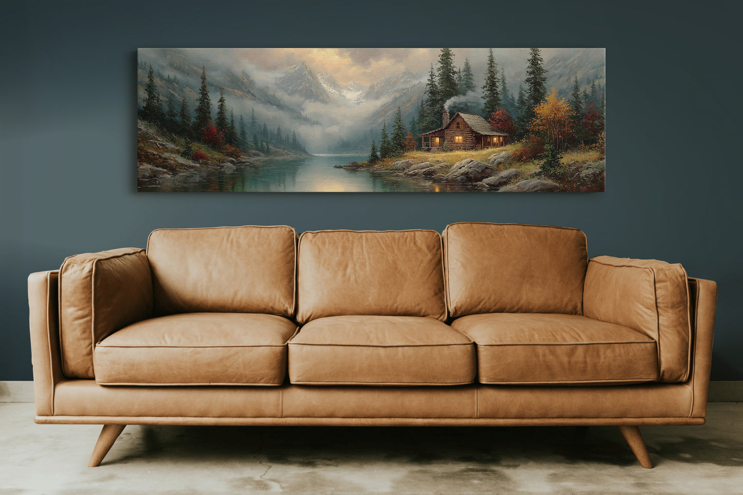 Cabin Glow In Misty Mountain Valley