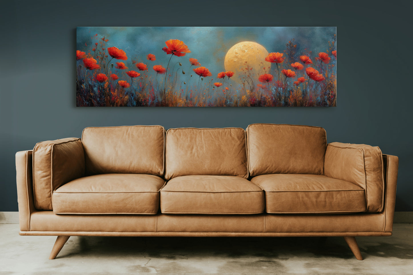 Moonlit Red Poppy Field Dreamscape