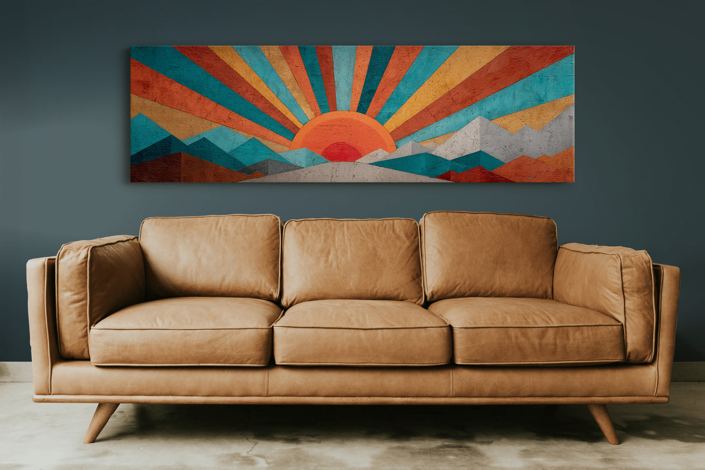 Retro Sunrise Over Painted Peaks