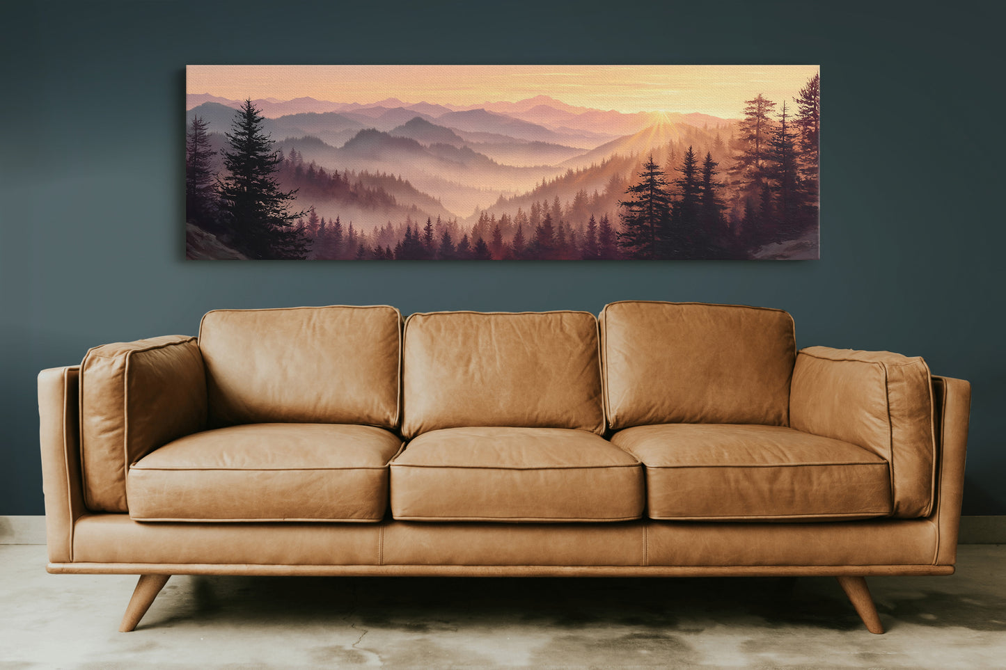 Sunrise Through the Misty Pines