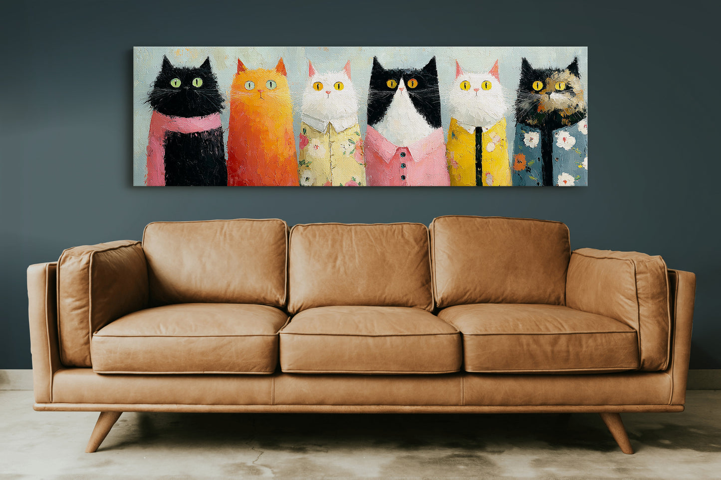 Dressed-Up Cats in a Row