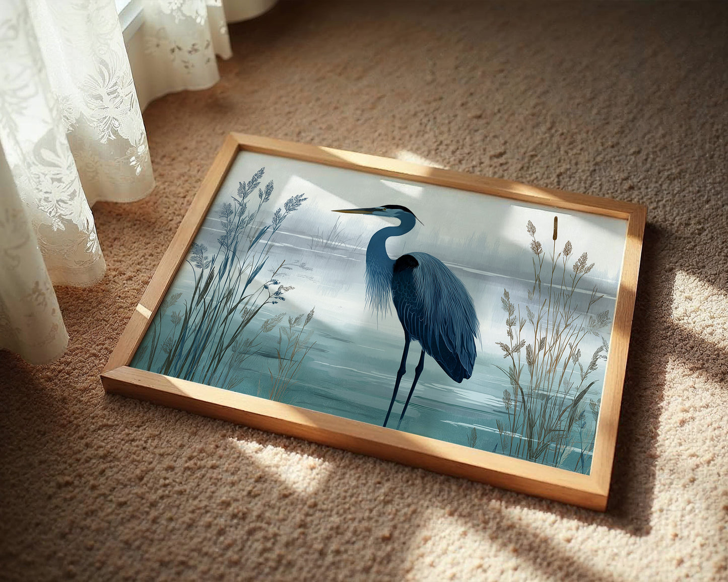 Blue Heron in Quiet Marsh
