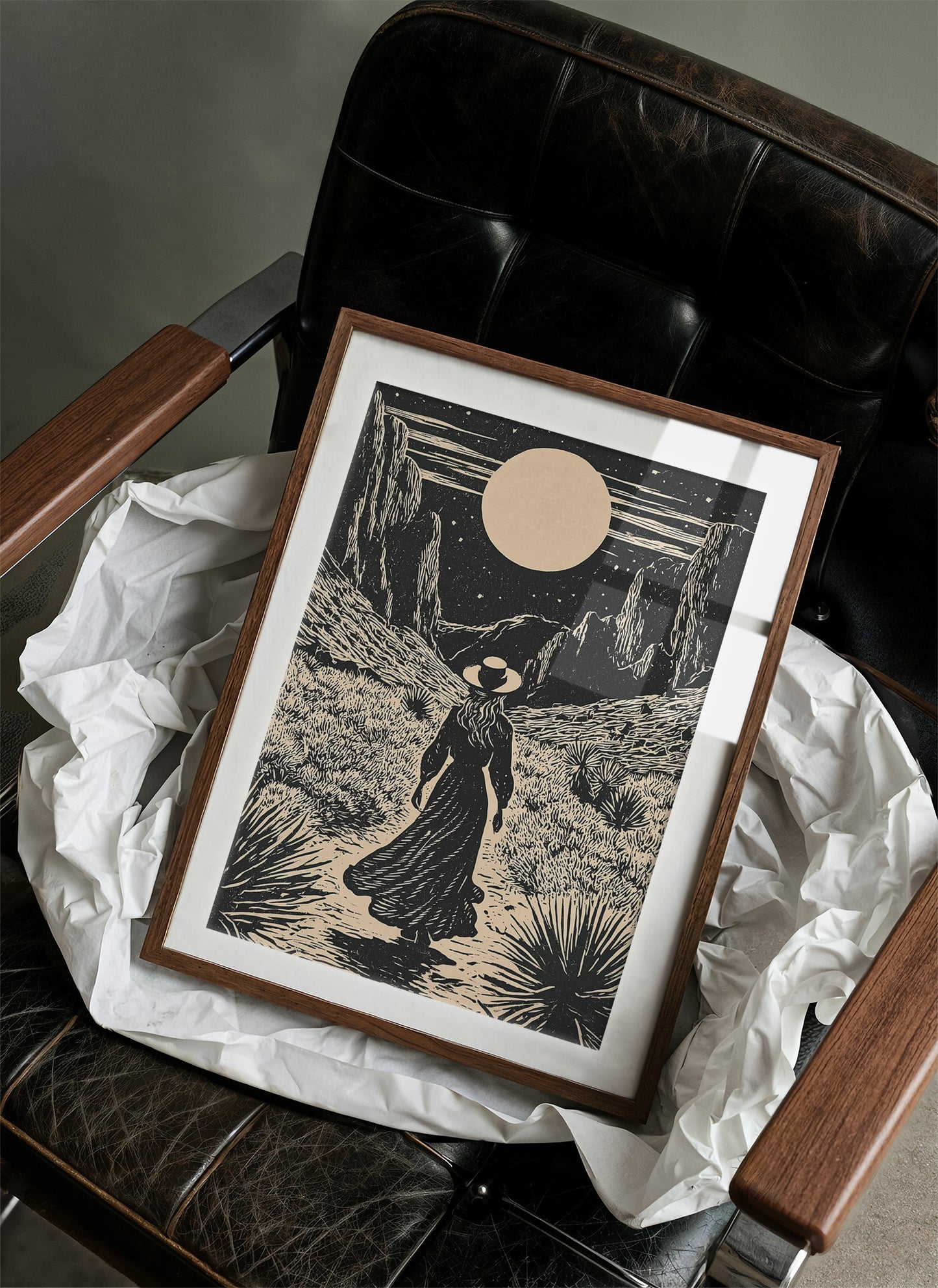 Lone Wanderer Under Desert Moon