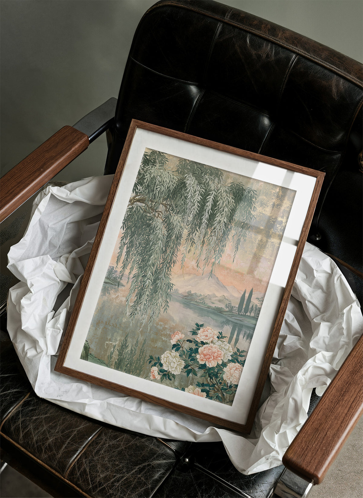 Willow Peony Chinoiserie Landscape