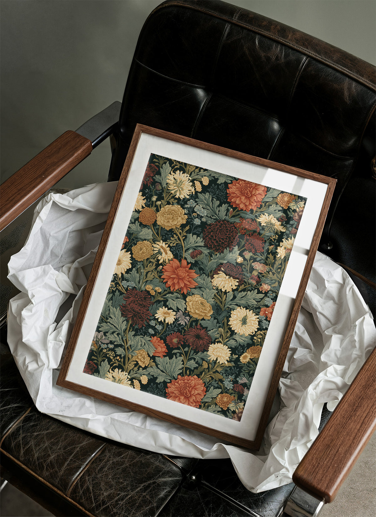 Midnight Chrysanthemum Floral Pattern
