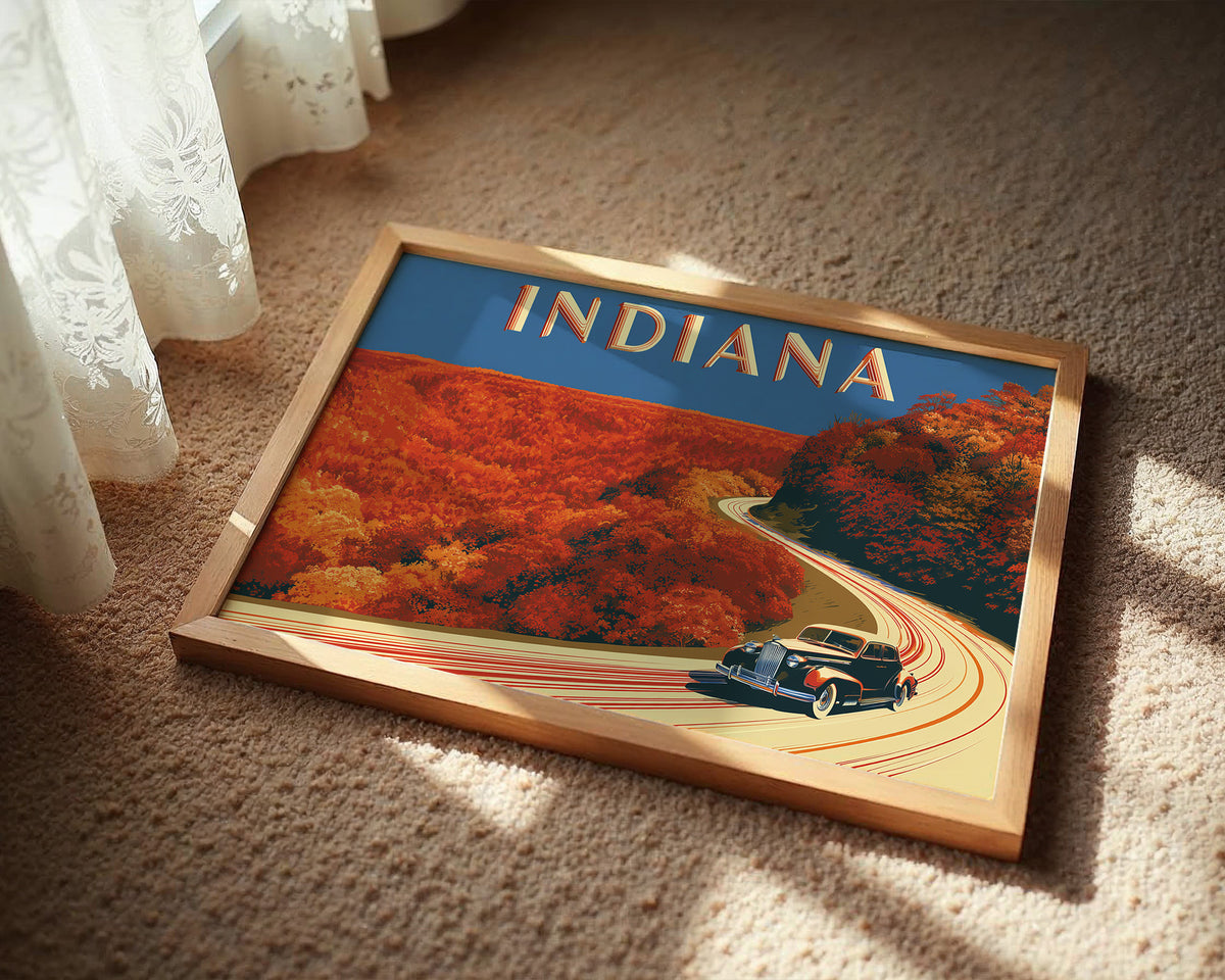 Indiana Autumn Highway Bend