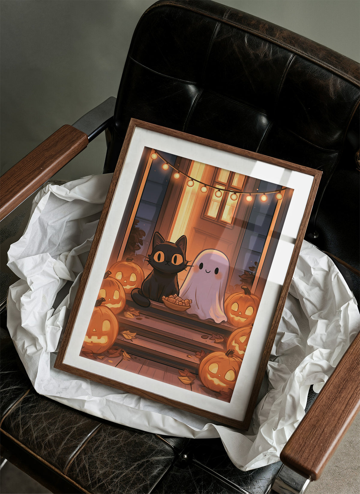 Trick-or-Treat Buddies on the Porch Step