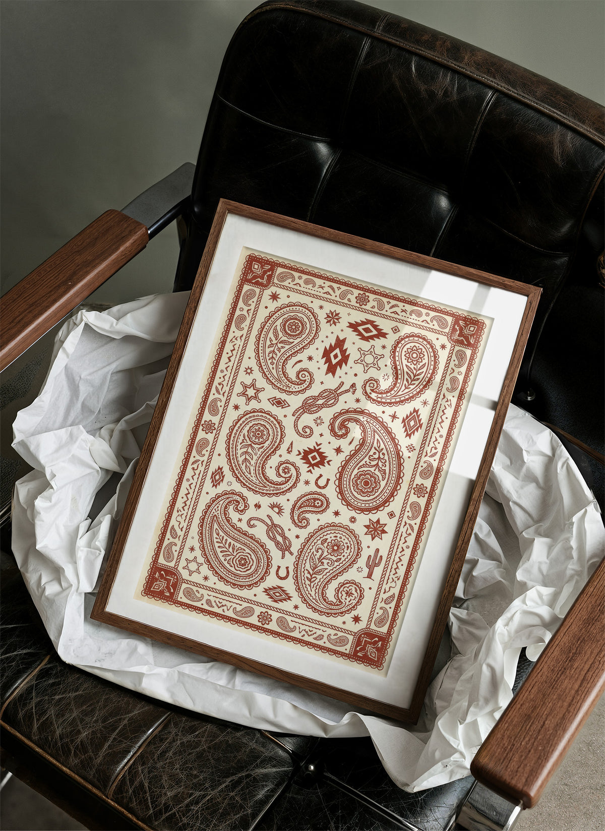 Rust Paisley Western Bandana Print