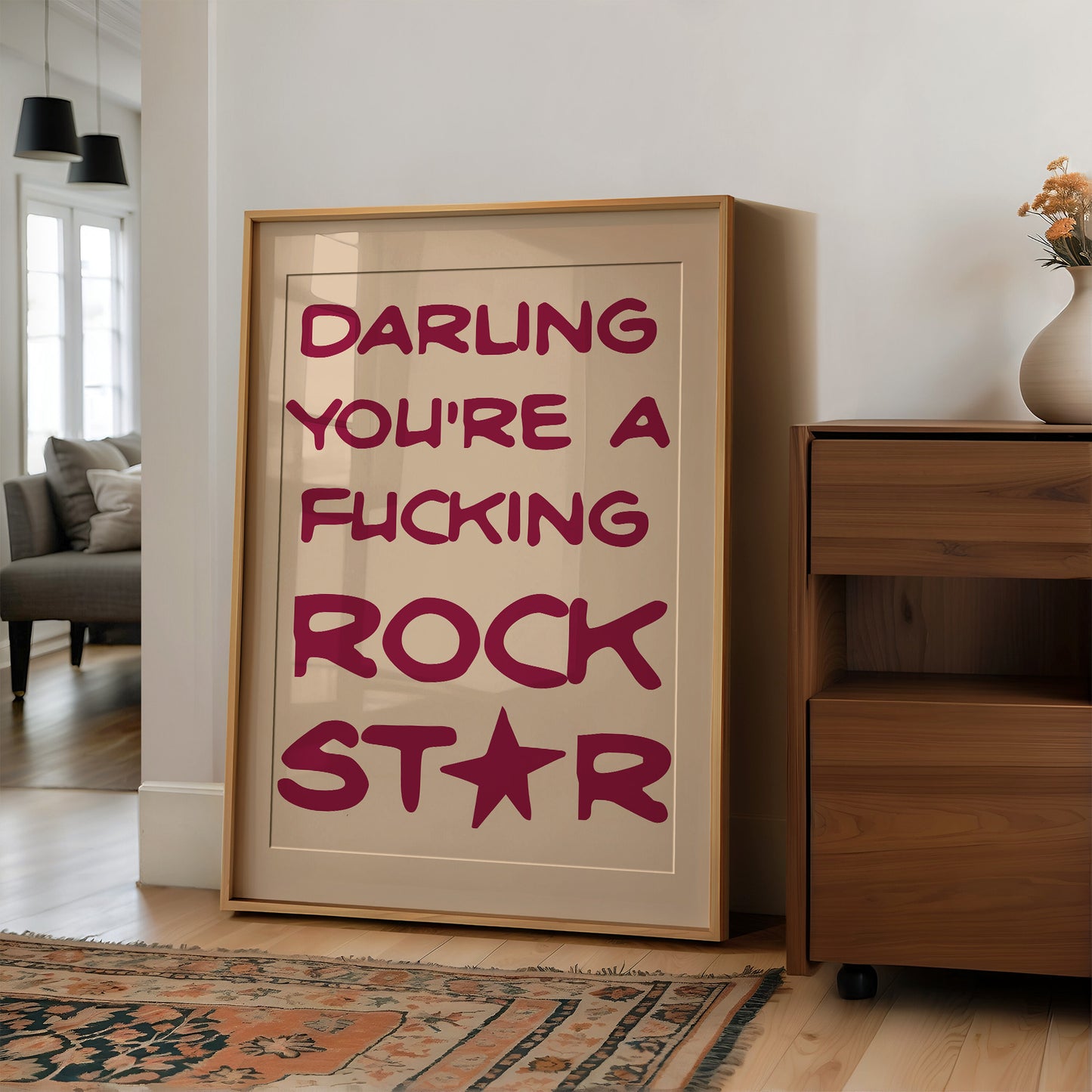 Darling You're A Rock Star — Maroon Statement Print